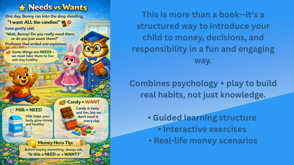 Fun Money Book for Kids Ages 4–7 | Financial Literacy Activity Workbook for Children